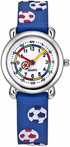 Vanyar Kids Soccer Time Teacher Quartz Wrist Watch Rubble Band Blue