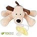 Plush Pacifier Holder with stuffed animal - Detachable Puppy Dog Toy for Baby!