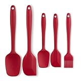 Besiva Silicone Spatula Set 5 Piece 600ºF Heat-Resistant Spatulas Baking Spoons Silicone Brush Safe Soft And Non-stick Flexible Rubber Spatulas With Stainless Steel Core Design