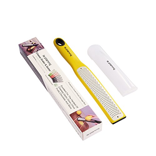 Zester For Kitchen,Cheese,Giner, Spice,Lemon Citrus Grater With Ergonomic Handle,Cover&Cleaning Brush (Yellow) - Thumbnail 2