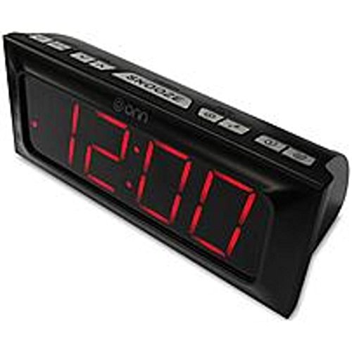 ONN AM/FM Digital Alarm Clock Radio, Black, Large 2 Inch By 6.4 Inch Wide LED Display, Dual Alarms With Snooze / Sleep Functions, Radio Station Presets, Dimmable Lights, Built-in Speaker, AC Adapter.
