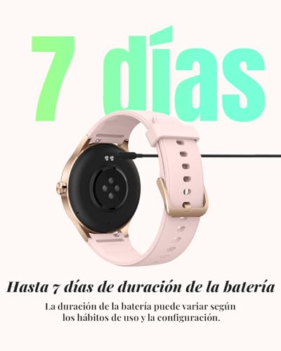 TOOBUR Women's Round Smartwatch, 40 mm Sports Smartwatch, Calorie Step Counter, Compatible Android iOS, Answer/Make Calls, Women's Health Watch, IP68 Waterproof, Pink