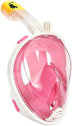 Swimming Amigos - 180° view - Panoramic Full Face Snorkel Mask - Anti Fog - Anti Leak - GoPro Compatible (Pink, Small)