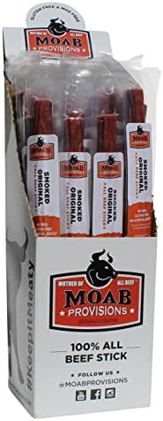 100% Original All Beef Beef Sticks- Gluten Free, MSG Free, Nitrite Free, Red 3 Free-MOAB Provisions, 24/1oz Case