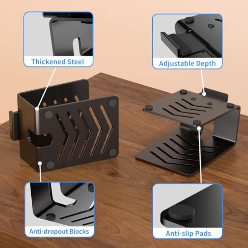suptek 1 Pair Desk Speaker Stands with Vibration Absorbing Pads, Metal Speaker Stands for Speakers up to 33 lbs Each, Desktop Audio Stand for
