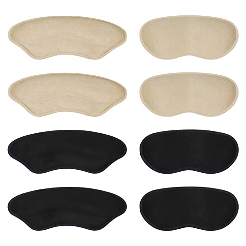 BIGGCOOL Heel Grips Inserts for Women and Men, Heel Pads for Loose Shoes, Heel Protector Cushions Improve Shoe Fit and Prevent Heel Slipping, Rubbing and Blisters - 4pairs(Apricot+Black)
