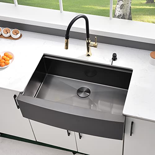 33 Inch Black Farmhouse Kitchen Sink Abironl 33"x22" Matte Black