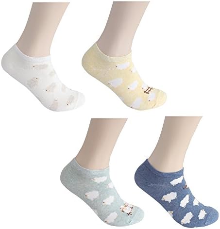 Women Socks Character Casual Socks Pack (Sheep ankle 4 Pairs)