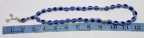 Prayer Worry Beads Tasbeeh Sibha Sebha Subha Masbaha Misbaha Tasbih Hamsa Blue Evil Eye Islamic Muslim Islam 33 Bead Salah Salat Rosary Zikr Dhikr Thikr Namaz 10mm Allah Muhammad Gift Eid Ramadan