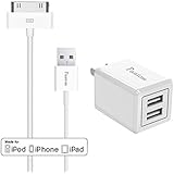 Foldable Wall charger and iPhone 4s cable, Pantom 2.1A Foldable Wall Plug Charger with 1.2 Meter 30-pin Data Sync/Charge cable iPhone4/4s, iPhone 3G/3GS, iPad 1/2/3 and iPod