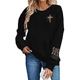 QIXYN Christian Sweatshirts for Women Jesus Faith Religious Sayings Shirts Cross Graphic Bible Inspirational Pullover Tops