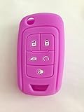 Purple Silicone Cover Holder Key Jacket for Chevrolet Camaro Cruze Volt Equinox Spark Malibu Sonic Flip Remote Key Case Shell 5 BTN BK