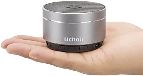 Uchoir Mini Bluetooth Speaker, 5W 600 mAh Wireless FM Radio Speaker, Portable Hi-Fi Speakers with Built-in Mic and LED Lights - Silver