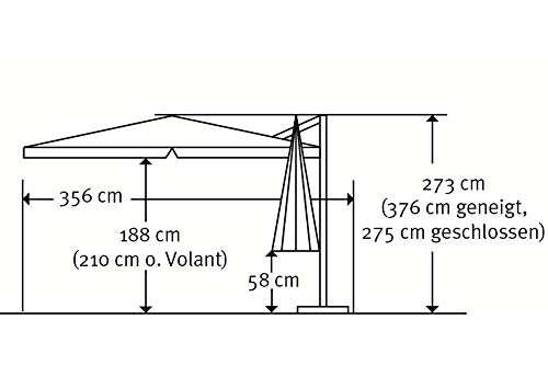 Schneider Sonnenschirm Rhodos, anthrazit, 300 x 300 cm quadratisch, 782-15, Gestell Alu/Stahl, Bespannung Polyester, 24 kg, Anthrazit 5