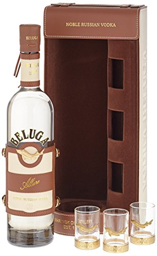 Beluga Allure Noble Russian Wodka in Ledertasche mit 3 Gläsern (1 x 0.7 l)
