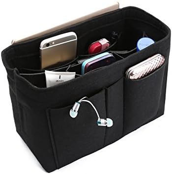 COKOO-Portable Multi-function Felt Purse Organizers，Insert Handbag Organizer Bag in Bag (Large, Black)