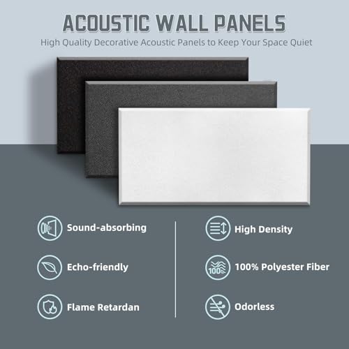 CLOCELL 4 PCS Acoustic Panels Self-Adhesive, 2“ Thick 23.6" x 11.8" Fiberglass Sound Proof Wall Panels, Soundproof Wall Panels Exquisite Sound Panels, Acoustic Panels for Studios Office Home