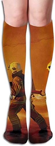 YangAme Firefighter Extinguishing 50 Full Comfort Knee High Socks Cotton Long Knee High Socks