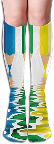 Markers And Paints Pattern Compression Socks For Women &amp; Men Control Crew Socks Fit Best Stockings,Running, Medical, Athletic, Edema, Varicose Veins, Travel, Pregnancy.