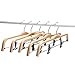 JS HANGER Wooden Pant Hangers, 5-Pack Light Weight Wood Skirt Hangers with Anti-Rust Hook and 2-Adjustable Clips
