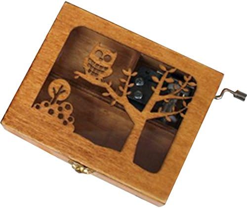 RFAIKA Forest pattern Vintage Wood Carved Mechanism Musical Box Wind Up Music Box Gift For Christmas/Birthday/Valentine's day,The box can store small objects (Owl forest)