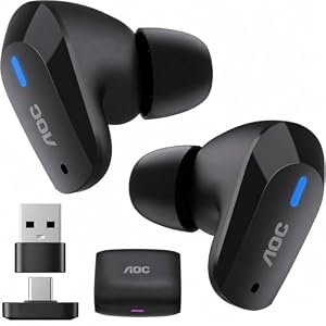 AOC ACT3512 ゲーミングイヤホン ワイヤレス Bluetoothと2.4G 2台同時無線接続/AIチューニング 4マイク搭載