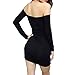 ETANG Women's Off Shoulder Long Sleeve Fitted Dress Black