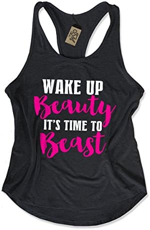 TeeMixed Women's Workout Tank Top, Wake up Beauty It's time to Beast