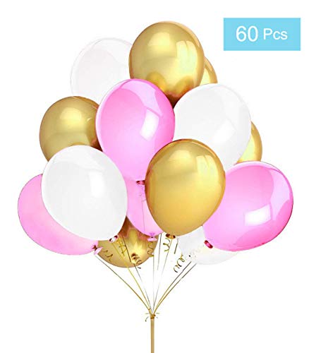 Pink Gold Color Crepe Paper Party Streamer Balloon Decorations Set for Wedding Birthday Party Thanksgiving (Pink)