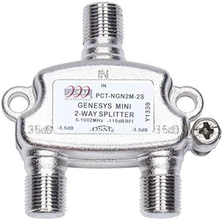 2 Way Digital Video Splitter 1 GHz with Return Path 5-1000 MHz 3212 Genesys II PCT-NGN2M-2S Mini Horizontal Drop Splitter -130 dB RFI UHF/VHF Video TV Antenna Coax Cable