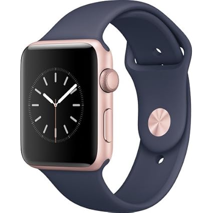 Apple Watch Series 2 Smartwatch 42mm Rose Gold Aluminum Case, Midnight Blue Sport Band (Refurbished)