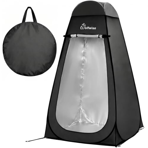 WolfWise PRO Pop Up Duschzelt Camping Silberbeschichtet mit Boden, Überzelt