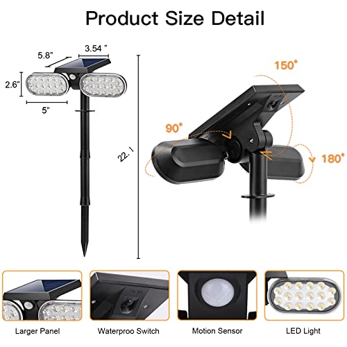 EMANER Motion Solar Lights Outdoor, Solar Floodlight, Stay On or Motion