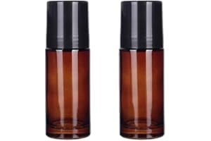 2-Pack 50ml Brown Glass Essential Oil Roller Bottles - Refillable Rollerball Containers for Fragrance and Aromatherapy