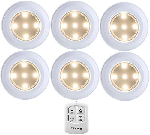 Puck Lights with Remote Control, Ellishang 6 Pack LED Tap Lights Battery-powered Wireless Night Lights Kitchen Under Cabinet Lighting,Stick on Push Lights for Closets,Pantries-Warmwhite