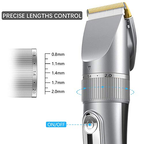 Cosyonall Hair Clippers for Men, Professional Cordless Beard Trimmer IPX7 Waterproof, USB Rechargeable Hair Cutting Kit with LED Display for Baber, Salon, Home