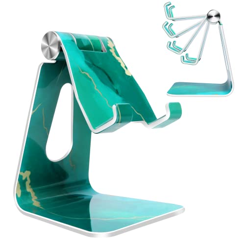 CreaDream Adjustable Cell Phone Stand, Marble Phone Stand, Cradle, Dock, Holder, Aluminum Desktop Stand Compatible with Phone 13 12 11 Pro Max Mini, Accessories Desk, All Mobile Phones - Green