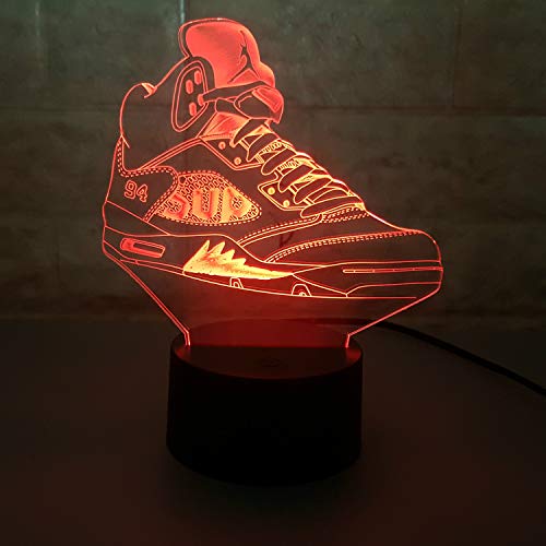 Sneakers 3D Lamp Table NightLight 7 Color Change Running Shoes LED Desk Light Touch Multicolored USB Power As Home Decoration Lights Tractor for Boys Kids (Touch) (Air Jordan 5 Supreme)