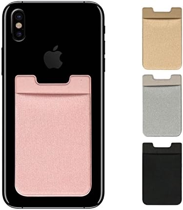 Mobile phone holder backpack wallet, Jin Yexuan 4 color 3M stick type credit card ID card goalkeeper pocket pocket sleeve（Pink, Gold, Gray, Black）