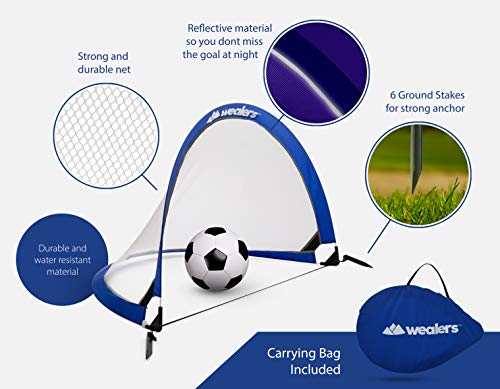 image for Wealers Collapsible Soccer Goal Set of 2 with Travel Bag - Ultra Porta
