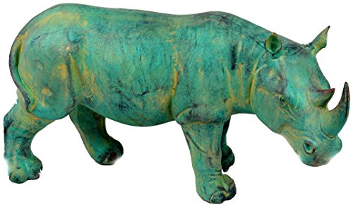 Galt international decorative standing rhino figurine, blue