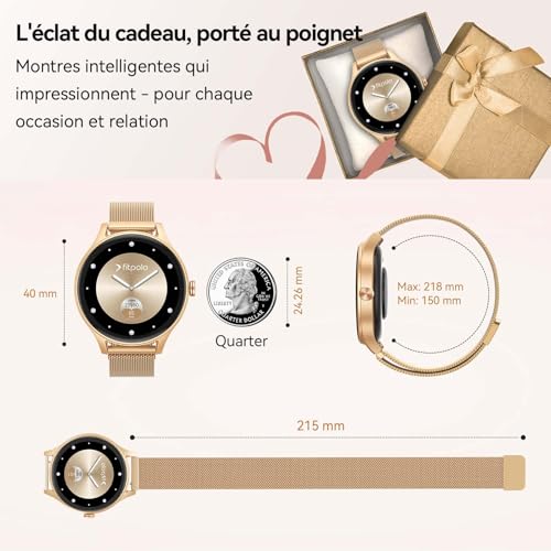 Montre Connectée Femme avec Appel Bluetooth, 1.57" AI Smartwatch avec Fréquence Cardiaque/SpO2/Sommeil Montre, 3ATM étanche 120+ Modes Sport, Fitness Podomètre Compatible pour Samsung Android iPhone