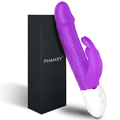G-spot Rabbit Realistic Vibrator Dildo with Bunny Ears for Clitoris Stimulation, Waterproof Rechargeable Vibrator with 9 Strong Vibrations Dual Motor Stimulator for Women or Couple Fun (Purple)