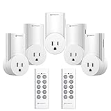 Etekcity Upgraded Version Wireless Remote Control Plug Electrical Outlet Switch Wireless Remote Light Switch Compatible with Classic Version White 5LX S