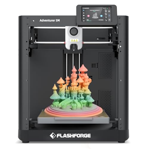 Flashforge Adventurer 5M 600mm/s Hochgeschwindigkeits-3D-Drucker mit Auto-Kalibrierung, Schnellwechseldüse + PEI-Platte – 220x220x220mm Bauraum für Mo