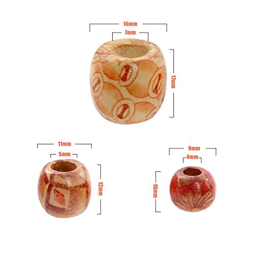 YUEAON 300pcs 10mm/12mm/17mm natural painted wood beads round loose wooden bead bulk lots ball for jewelry making bracelet necklace diy craft hair dreadlock macrame accessories supplies assorted