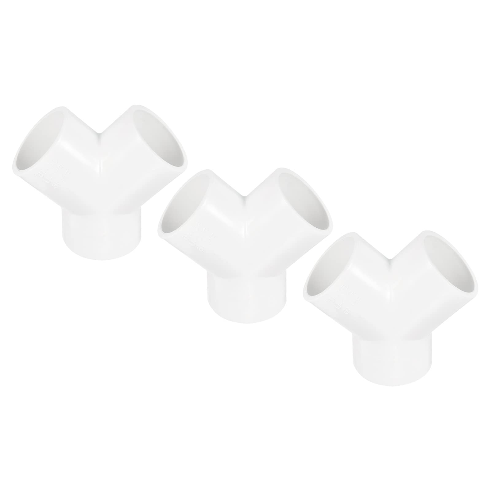 PATIKIL 50mm PVC Pipe Fittings, 3 Pack 3 Way Y Shape Water Tubing Joint Connectors Adapters Union for Garden Irrigation Home Aquarium
