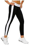 Hanxue Womens Gym Leggings Jogging Pants Side Stripe Tights