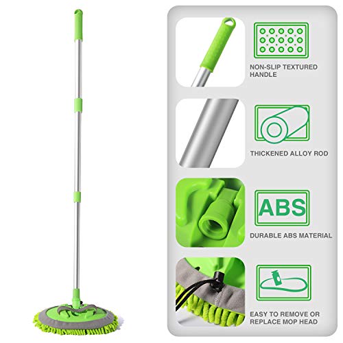 HOUSE DAY Car Wash Brush with 45” Long Handle & 3pcs Car Wash Mitt Scratch Free, Soft Scrub Car