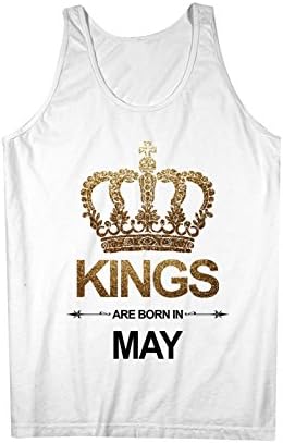 Kings Are Born In May Birthday Anniversary Gift Men's Tank Top Sleeveless Shirt White Medium
